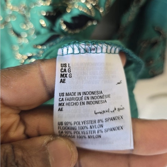 JM Collection Burnout Velvet Blouse Sz L Women Paisley Black Green Cutout Y2k - Picture 8 of 10